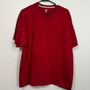 USED Men's Hanes Short Sleeve T Shirt w Pocket Color Red Size Large